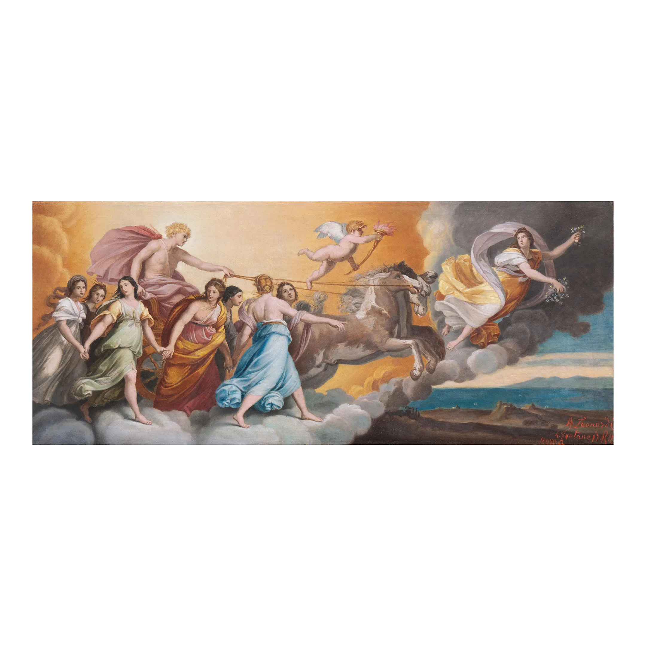 Aurora' by Achille Leonardi, Baroque, Classical, Mythological Oil
