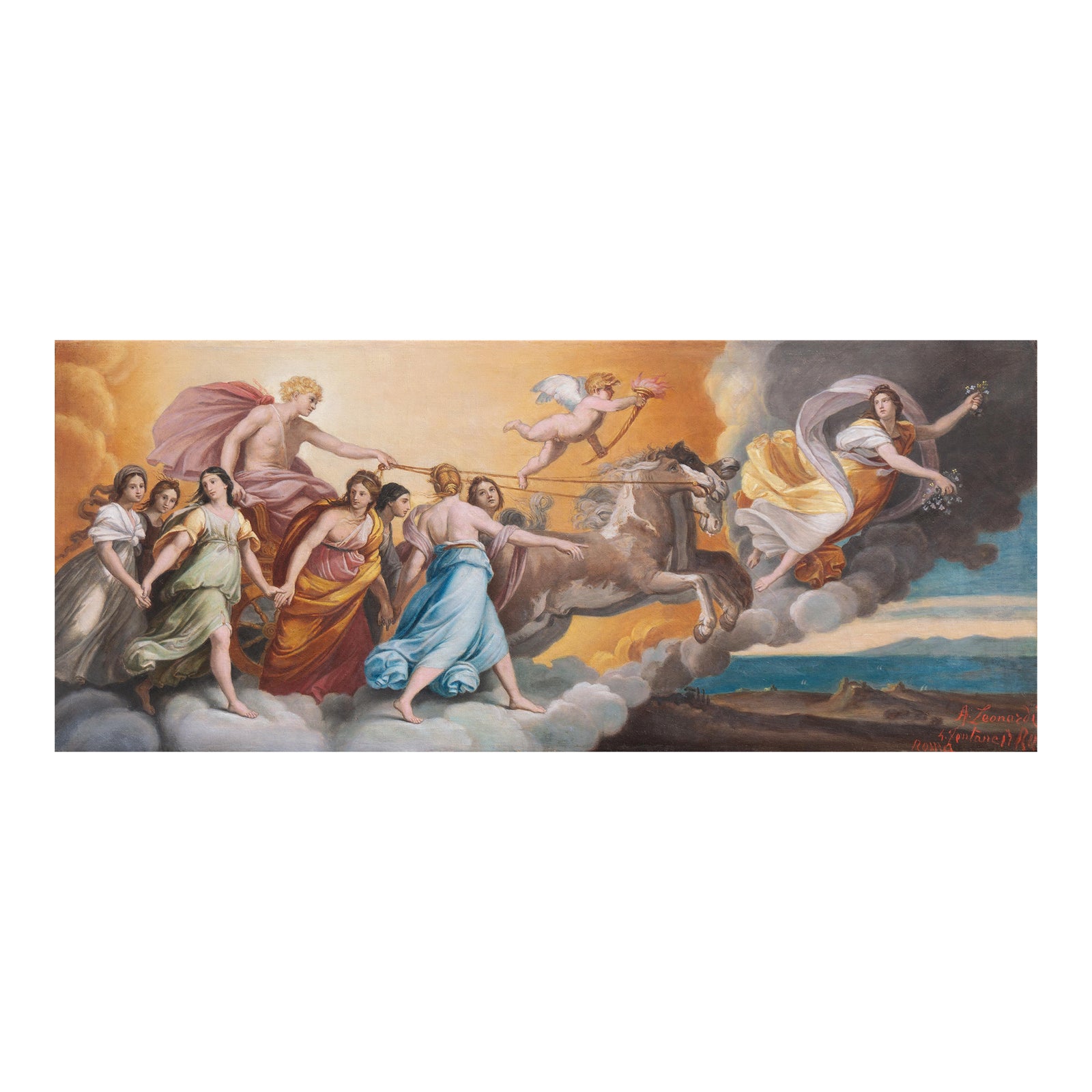 Aurora' by Achille Leonardi, Baroque, Classical, Mythological Oil