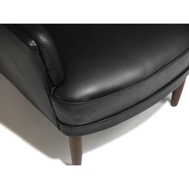 Mid 20th Century Pair of Sculptural Danish Wingback Chairs in Black Leather Attributed to Georg Kofoed For Sale - Image 11 of 11