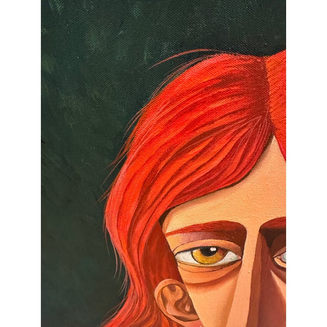 Large Cubist Portrait Oil Painting by Carlos Comesañas, 20th Century For Sale - Image 10 of 14