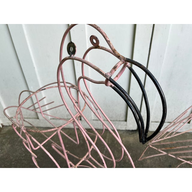 Vintage Metal Pink Flamingo Plant Stands- Set of 2 For Sale In New York - Image 6 of 7