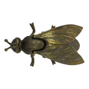 Vintage Large Brass Fly Bee Insect Figural Ashtray 1970s