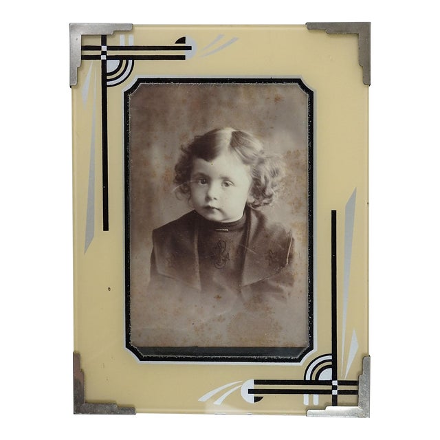 Vintage 1920s Art Deco Reverse Painted Glass Picture Frame Chairish