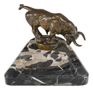 Early 20th Century Ashtray in Patinated Bronze and Marble
