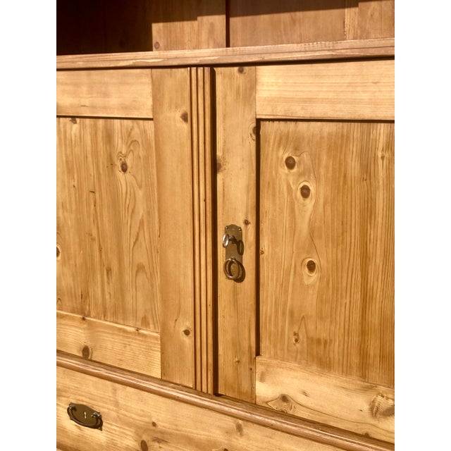 Pine Bookcase With Half Doors From Armoire For Sale - Image 4 of 16