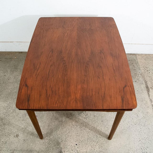1960s Mid Century Modern Dining Table Drop Leaf Walnut Compact Leaf X2 Vintage 1960s For Sale - Image 5 of 11