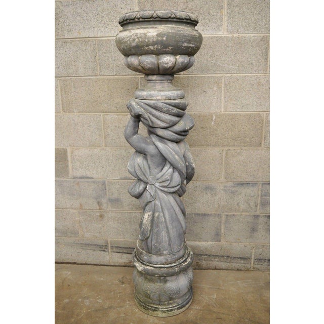 Classical Concrete Cherub Garden Pedestal Water Fountain Statue Chairish