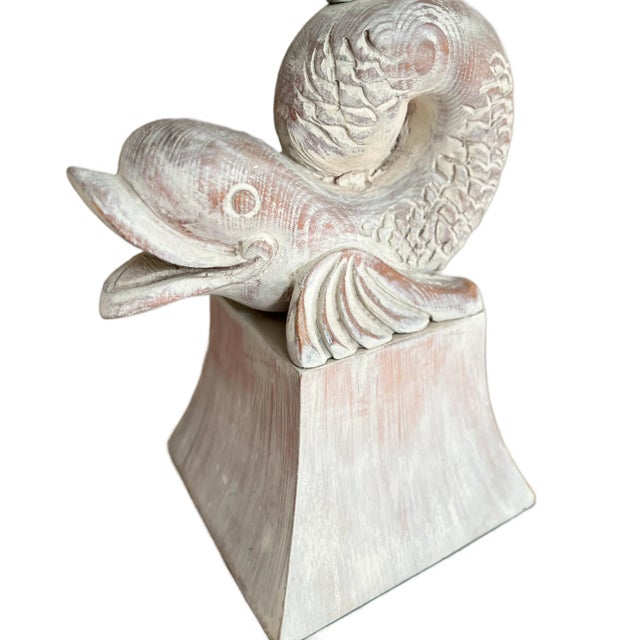 Carved Wood Dolphin Table Lamp For Sale - Image 4 of 10