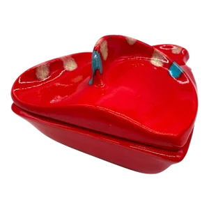 Mid-Century Christine’s California Pottery Red Candy Dish With Lid – MCM / Retro Pop