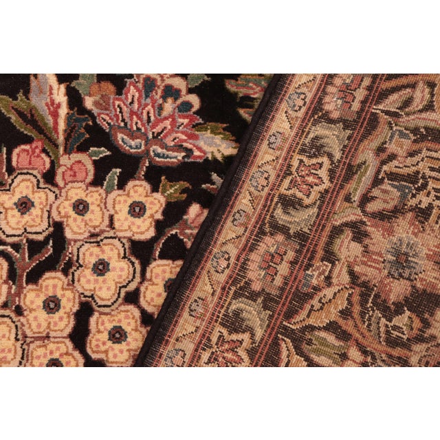 Textile Art Nouveau 1990's Pak-Persian Black/Pink Wool Rug - 6'0'' X 9'3'' For Sale - Image 7 of 9