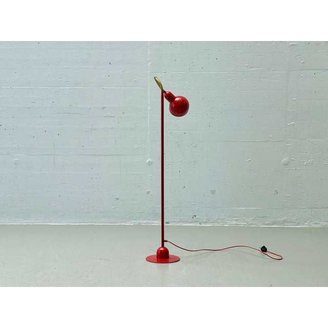 Red Metal Gooseneck Floor Lamp, 1970s For Sale - Image 6 of 14