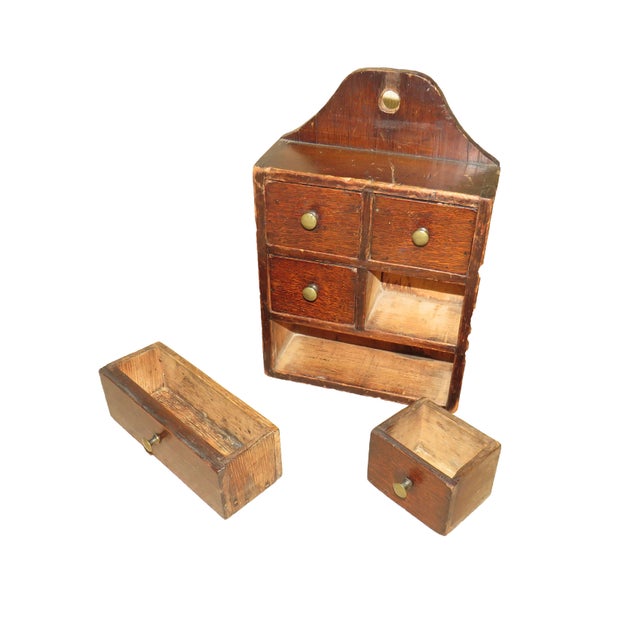 Wall Hanging Spice Box in Oak and Pine, 1840s For Sale - Image 4 of 10