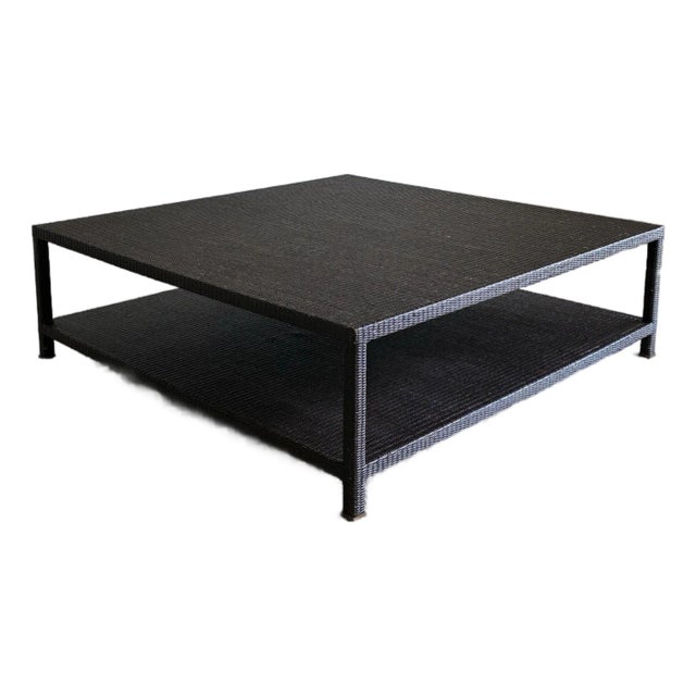 McGuire Woven Rattan Square Coffee Table For Sale