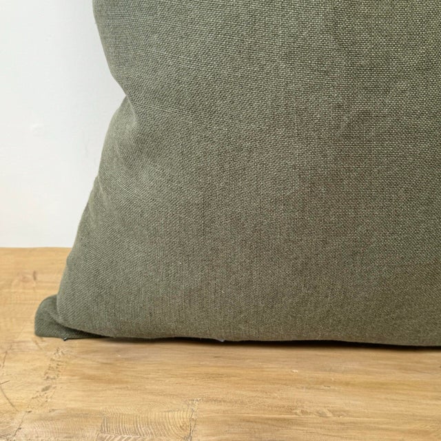 Belgian Linen Pillow Cover in Forest For Sale - Image 4 of 5