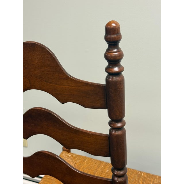 Wood Late 20th Century Ladderback Rush Seat Dining Chairs - Set of 6 For Sale - Image 7 of 12