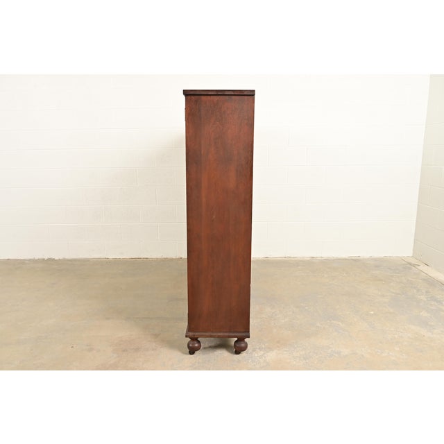 Brown Berkey & Gay Antique Victorian Carved Mahogany Triple Bookcase or Display Cabinet, Circa 1890s For Sale - Image 8 of 11