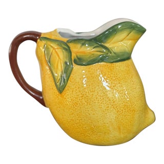 Vintage Maxcera Handcrafted Colorful Lemon Pitcher Adorable For Sale