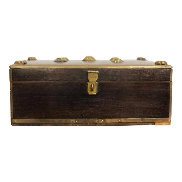 20th Century Regency Rosewood Decorative Box Bound With Brass For Sale