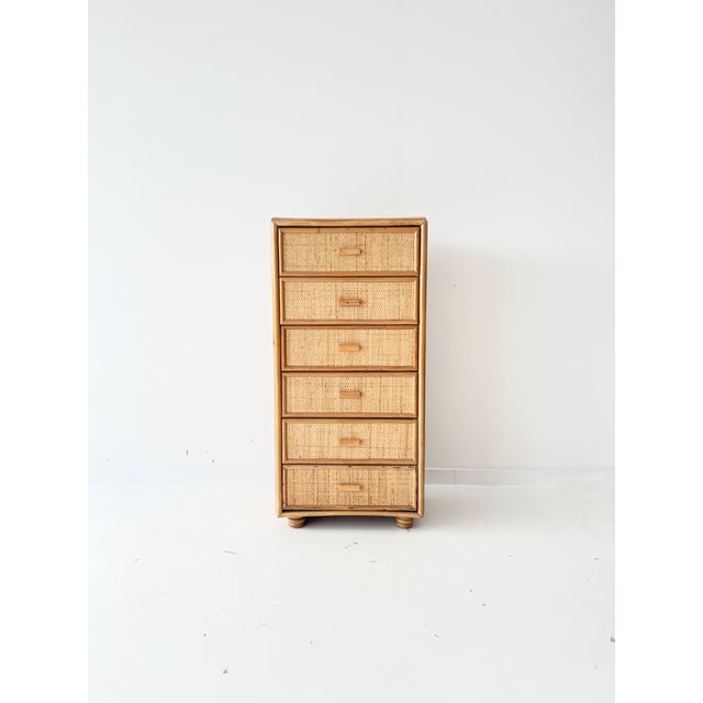 Vintage Rattan Wicker 6-Drawer Dresser, 1960s For Sale - Image 12 of 12