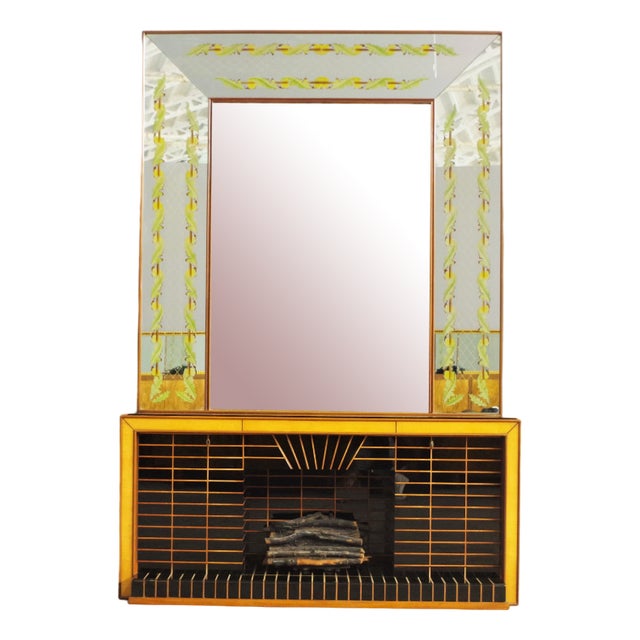 Credenza with Mirror by Luigi Brusotti, 1940s For Sale