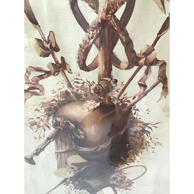 1860s Louis XVI Watercolors Symbolizing the Garden Arts - a Pair For Sale - Image 10 of 12