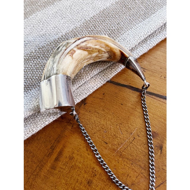 Antique British Colonial Sterling & Antler Decanter Tag For Sale - Image 4 of 6