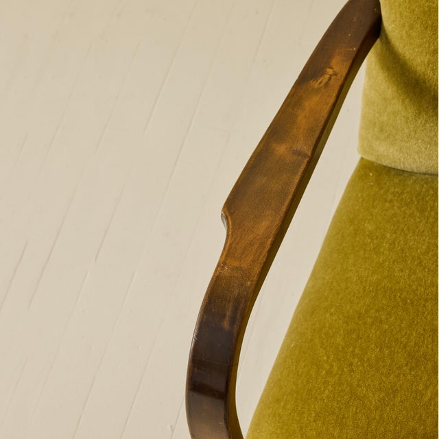Scandinavian Art Deco Walnut Chair With Mohair Upholstery, 1940's. For Sale - Image 9 of 10