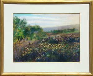 1990s "October Evening" Hand Signed Original Pastel Drawing by Rick Stoner, Framed