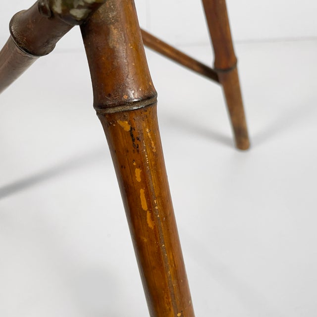 Italian Art Nouveau Style Pedestal in Brown Leather and Bamboo, 1930s For Sale - Image 15 of 18
