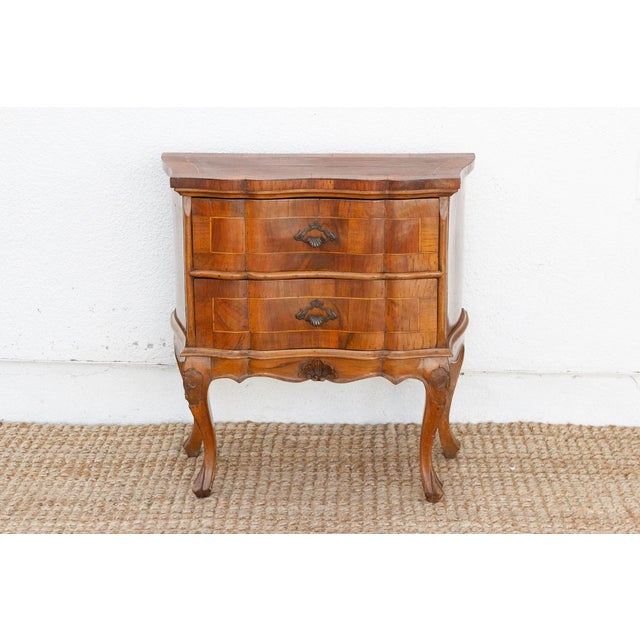 Vintage Italian Walnut Veneer Bedside Nightstand For Sale - Image 4 of 11