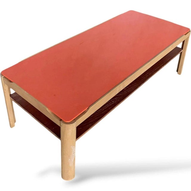 1960s Mid-Century Modern Coffee Table in Orange Acrylic and Teak, 1960s For Sale - Image 5 of 9