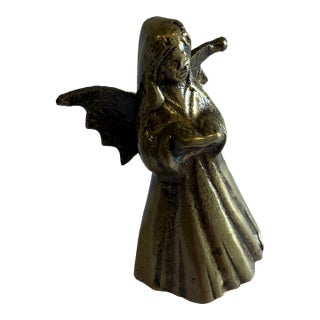 Vintage Brass Figural Angel Candle Snuffer For Sale