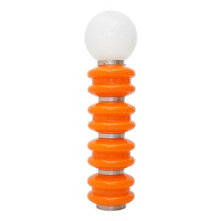 Orange and White Glass Floor Lamp from Stilux Milano, 1970 For Sale