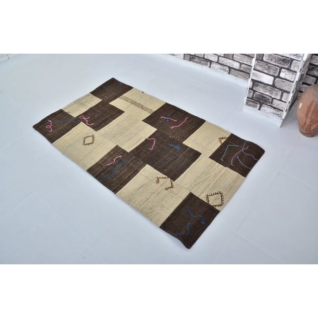 Off-white Vintage Turkish Decorative Kilim For Sale - Image 8 of 10