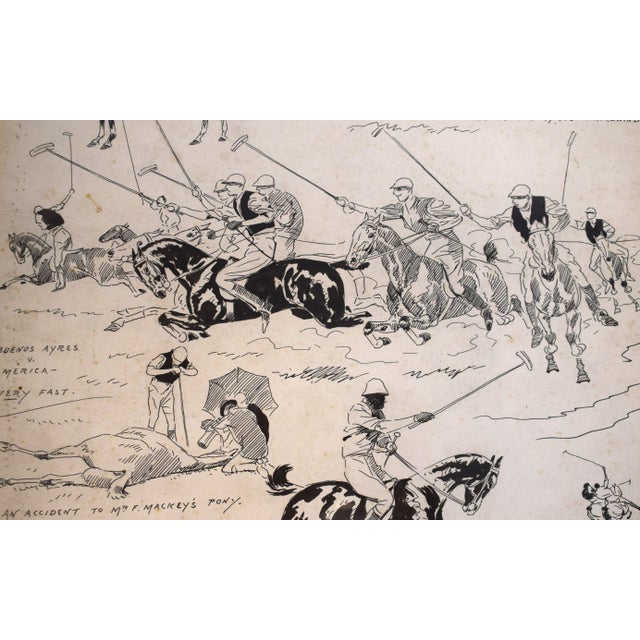 A Polo Cartoon 1895 Pen & Ink by Alfred Chantrey Corbould (1852-1920) For Sale - Image 4 of 6
