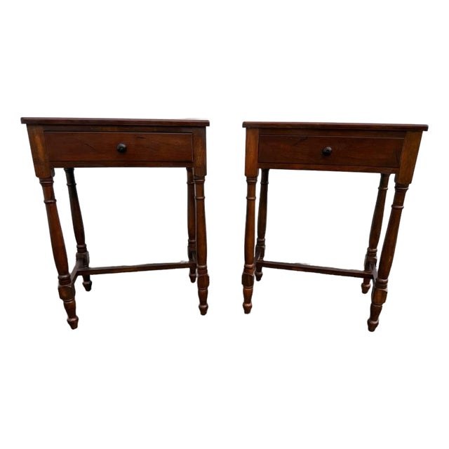 Pair of Vintage Sheraton Style 1 Drawer Side Tables by Bombay Co. For Sale