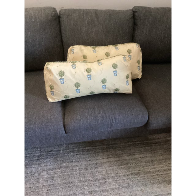 Boho Chic Spectrum Fabrics Yellow Topiary Pillows- Set of 2 For Sale - Image 3 of 4