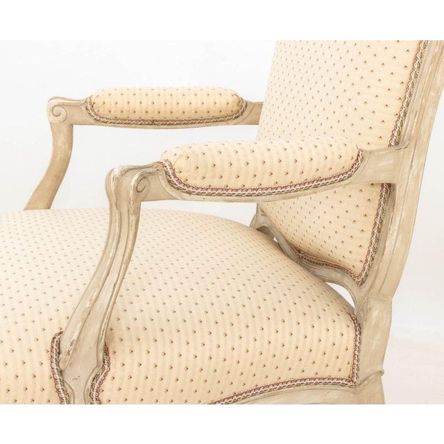 Louis XV Style White Painted Fauteuils, Pair For Sale In New York - Image 6 of 8