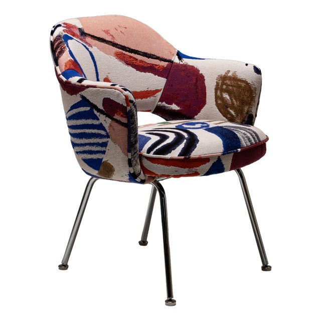 Model 71 Dining Chair by Eero Saarinen for Knoll with Upholstery from Pierre Frey, 1960s For Sale