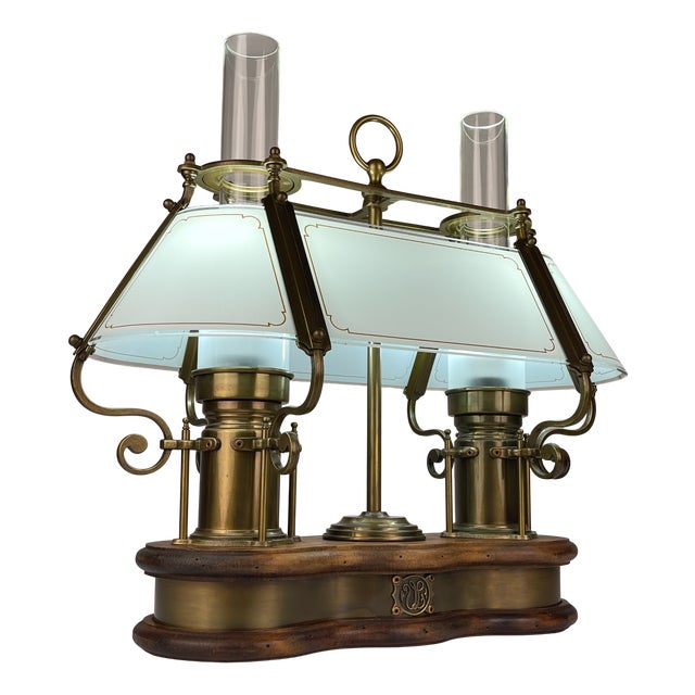 Vintage Wooden and Brass Table Lamp by Qvist & co, Sweden, 1970s For Sale