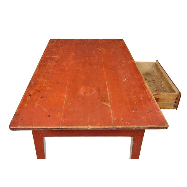 Red Swedish Painted Pine Table, 1860 For Sale - Image 8 of 11
