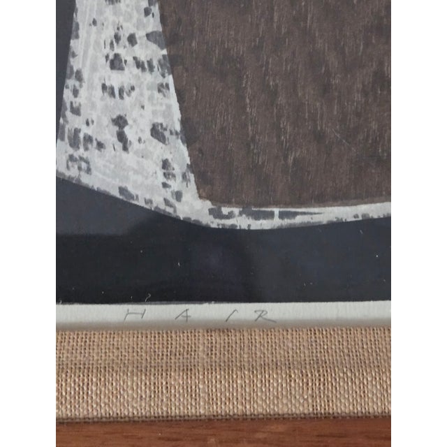 1950s Vintage Kaoru Kawano Signed Numbered Woodblock Print "Hair" Japanese 124/300 For Sale - Image 5 of 6