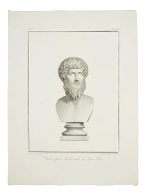 Testa Quasi Colossale di Lucio Vero - Etching by P. Fontana 1821
