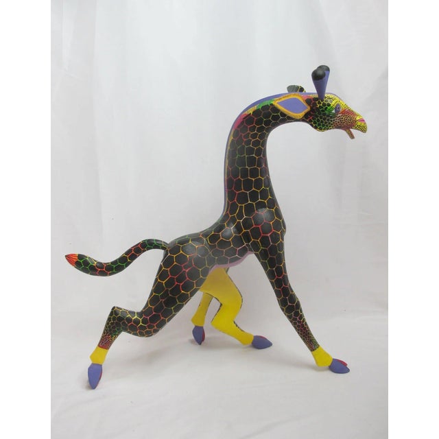 Oaxacan Alebrije Hand Carved Giraffe Mexico Wood Folk Art Large Animal Figurine For Sale - Image 10 of 17