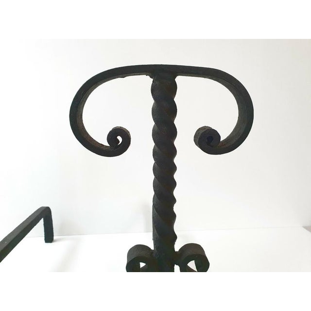Modern Modernist Andirons in Cast Steel, 1960s-1970s, Set of 2 For Sale - Image 3 of 7