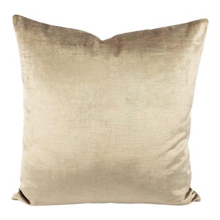Kravet Flamme Velvet in Greige Pillow Cover For Sale