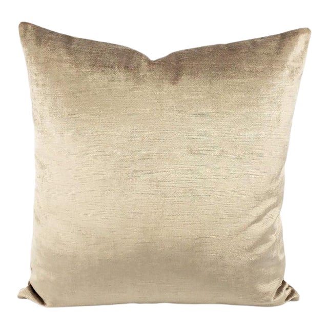 Kravet Flamme Velvet in Greige Pillow Cover For Sale