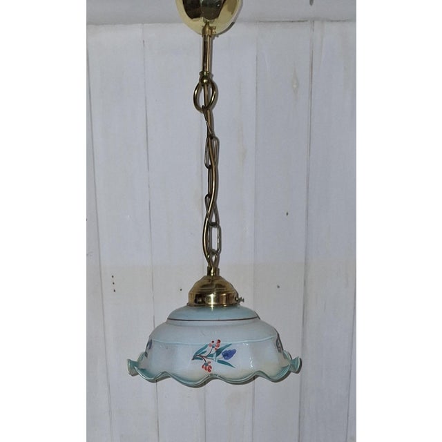 Art Deco Brass and Glass Ceiling Lamp, 1930s, in Very Good conditions. Designed 1920 to 1949 Up to 250V (Europe/UK...