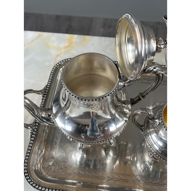 19th Century Late 19th Century Silver-Plated Metal Tea and Coffee Service, Set of 5 For Sale - Image 5 of 12