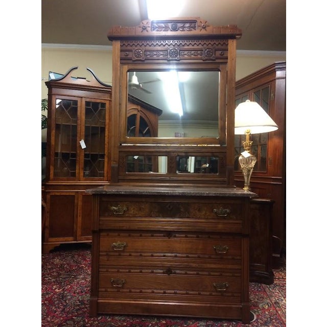 Victorian Antique Dresser, Marble Top Dresser With Mirror, Victorian Furniture For Sale - Image 3 of 10